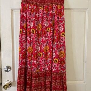 Floral Red Maxi Skirt